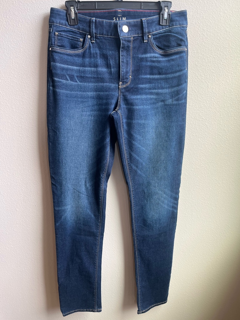 White House Black Market Women's Slim Straight Leg Jeans in Dark Blue